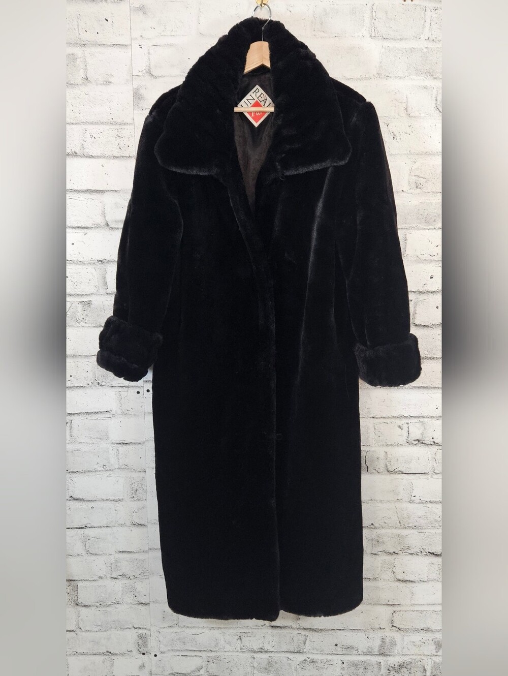 Unreal Fur Womens Size 16 Black Faux Fur Full Length Maxi Coat Plush Glam